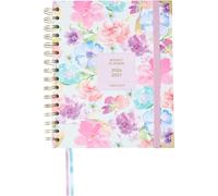 Takenote Diary 2026 2027 - Academic SEP/AUG, A5, Week to View, Hard Cover, Double Spiral Binding, 2 Ribbon Bookmarks, Elastic Closure, Monthly Tab Index, 8 Sticker Pages, Spanish and English - Melissa