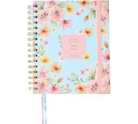 Takenote Diary 2026 2027 - Academic SEP/AUG, A5, Week to View, Hard Cover, Double Spiral Binding, 2 Ribbon Bookmarks, Elastic Closure, Monthly Tab Index, 8 Sticker Pages, Spanish and English - Nicole