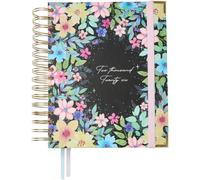 Takenote Diary 2026 - A5 Size (16.5x20.5 cm), Day per Page, 12-Month Annual Planner January to December, Double Gold Spiral, Dual Bookmark, Elastic Band, Spanish & English - Adele