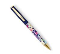 Takenote Pen - Blue Ink, 1 mm Medium Ball Tip, Twist Closure, Metal Body, Clip, Includes Gift Box, Beautiful Floral Design - Olivia