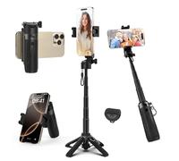 Takerers Portable Selfie Stick Tripod with Remote【Pocket Size】 4-in-1 Extendable Cell Phone Tripod【360° Rotation】 Mini Selfie Stick for iPhone Android Phone Holder for Video Recording Live Streaming