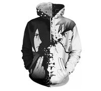 TakesH Boys and Girls Anime Uzumaki Naruto Sasuke Akatsuki Long Sleeve Hoodie Unisex Print Pullover 3D Adolescent Cosplay Jacket Fashion Hip-Hop Birthday Gift (05,M)