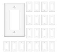 TAKETEK Decorator Wall Plates, Paddle Light Switch Covers, Wall Plates for Rocker Light Switches or Receptacle Outlets, Electrical Decora Faceplate Cover, Single Gang Wallplate, White, 20 Pack