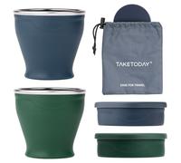 TakeToday 2PCS Collapsible Travel Cup 8 oz, Navy & Dark Green