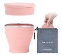 TakeToday Collapsible Cup 8 oz, Foldable with Lid for Travel, Peach