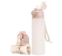 TakeToday Collapsible Water Bottles 600ml Collapsible Travel Water Bottle Platinum Silicone Collapsible Travel Water Bottle with Straw and Carrying Strap, Leak Proof Screw Lid, Wide Mouth, BPA Free
