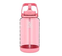 Takeya 64 oz Motivational Water Bottle with Straw Lid with Time Marker, Half Gallon, Premium Quality BPA Free Tritan Plastic, Flutter Pink