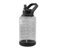 TAKEYA 64 oz Motivational Water Bottle with Straw Lid with Time Marker, Half Gallon, Premium Quality BPA Free Tritan Plastic, Stormy Black