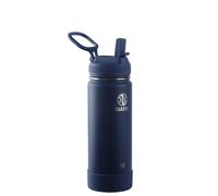 Takeya Actives 18 Oz Vacuum Insulated Stainless Steel Water Bottle with Straw Lid, Premium Quality, Midnight Blue