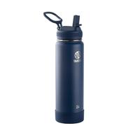 Takeya Actives 24 oz Water Bottle with Straw Lid - Double Wall Stainless Steel Insulation - Dishwasher Safe & BPA-Free - Removable Bumper - Midnight Blue