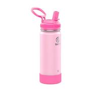 TAKEYA Actives Kids Glow-in-the-Dark Water Bottle with Straw Lid - 18 oz, Summer Glow Pink - Stainless Steel, Keeps Cold 24 Hours, Leakproof, Dishwasher Safe - Kids Water Bottle with Straw Cap