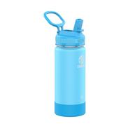 Takeya Actives Kids Insulated Stainless Steel Kids Water Bottle with Straw Lid, 16 Ounce, Sail Blue/Atlantic