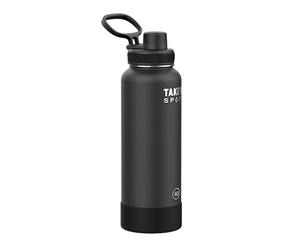 Takeya Sport 40 oz Triple Wall Insulated Stainless Steel Water Bottle With Ice Blocking Spout Lid, Unmatched Quality, 26+ Hours Cold, Grand Slam Black