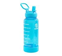 Takeya Tritan 32 oz Motivational Water Bottle with Straw Lid - Durable, BPA-Free - With Time Marker - Leakproof & Non-Slip Bumper - Breezy Blue