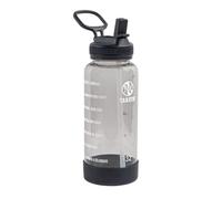 Takeya 32 oz Motivational Water Bottle with Straw Lid with Time Marker, Premium Quality BPA Free Tritan Plastic, Stormy Black