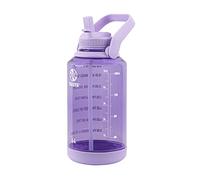 Takeya Premium Quality Motivational Water Bottle with Straw Lid, Times to Drink, BPA-Free Tritan Plastic, 64 Ounce, Vivacity Purple