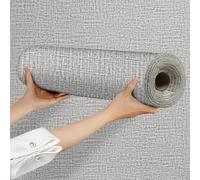 Takezuaa 1 Roll Self Adhesive Thermal Wallpaper Linen Grey Textured 3mm Thick Peel and Stick Wallpaper Insulating Wall Covering Roll for Living Room Ceiling Bedroom, 280x50CM