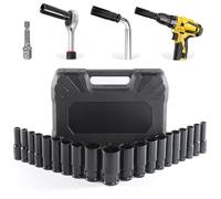 Takezuaa 20PCS Deep Impact Socket Set 1/2 Inch Drive 8mm-32mm Long Socket Set Mertic Automotive Trucks Tractors Engines Repairing DIY Car Tool Kit for Auto Repairing and Household