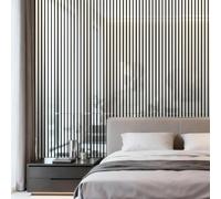 Takezuaa 20pcs Peel and Stick Mirror Stripe Wall Panels 30x60cm Self Adhesive Wall Tiles Silver Mirror Reflective Texture Waterproof, Home Decoration, Suitable for Bedroom, Living Room