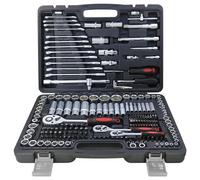 Takezuaa 216 Piece Socket Spanner Set 1/4"&1/2"&3/8" Driver Bits Metric Tool Set,Drive Quick Release Ratchet Socket Set with Flexible Extension Rods,Compact Sockets Set for Home Garage Car Workshop