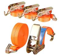 Takezuaa 4x800KG Heavy Duty Ratchet Straps, 5Mx2.5CM Ratchet Tie Down Straps with Double Hooks, Cam Buckle Adjustable Tensioning Belts for Luggage, Cargo, Trailer