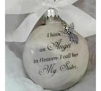 Takezuaa Christmas Memorial Baubles Ball,Feather Ball With Angel Xmas Tree Remembrance Decorations Bereavement Gift to Remember Loved Ones Xmas - My Sister