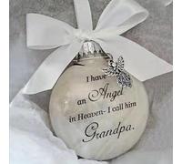 Takezuaa Clear Feather Ball Angel Memorial Ornament,Christmas Tree Ball Ornaments I Have an Angel in Heaven Ornament,Xmas Tree Remembrance Decorations Bereavement Gift,My Grandpa
