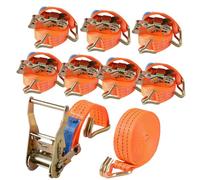 Takezuaa Ratchet Strap with Double Hooks Pack of 8-3000KG Heavy Duty Ratchet 6m Long and 4cm Wide,Tie Down Straps with Cam Buckle for Car Roof Rack/Surfboard Kayak/Vans/Motorcycle/Luggage