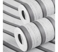 Takezuaa Wood Slats Wallpaper 53 X 950cm Non-Woven Natural Wood Grain Effect Wallpaper Roll Wooden Slat Wallpapers Modern Realism Contemporary Feature Wall Light Grey 2 Roll