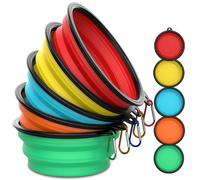 Takfox Collapsible Dog Bowls, Travel Dog Bowls, Cat Water Bowl Portable Foldable Food Dishes with Carabiner Clip for Traveling Hiking Walking, 5 Pack
