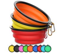 Takfox Collapsible Dog Bowls, Travel Dog Bowls, Cat Water Bowl Portable Foldable Food Dishes with Carabiner Clip for Traveling Hiking Walking, 3 Pack