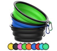 Takfox Collapsible Dog Bowls, Travel Dog Bowls, Cat Water Bowl Portable Foldable Food Dishes with Carabiner Clip for Traveling Hiking Walking, 3 Pack