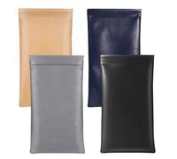 TakFree Soft Glasses Case, 4 Pcs PU Leather Glasses Case Soft Spectacle Sunglasses Pouch Cases Portable Squeeze Top Eyeglasses Bag for Men