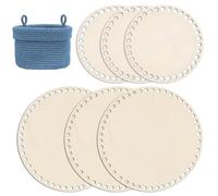 TakFree Wooden Basket Bottom, 15cm 20cm Wood Baskets Bag Bases for Crochet Circle Blank Crochet Basket Bottom for DIY Basket 6 Pcs