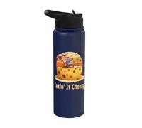 Takin' it Cheesy Mouse with Cheese On A Beach Funny Surf Pun Stainless Steel Insulated Water Bottle