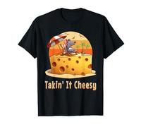 Takin' it Cheesy Mouse with Cheese On A Beach Funny Surf Pun Value Graphic T-Shirt