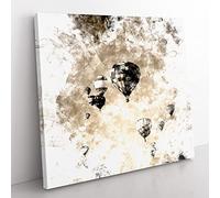 Taking a Hot Air Balloon Ride Watercolour Modern Canvas Wall Art Print Ready to Hang, Framed Picture for Living Room Bedroom Home Office Décor, 35x35 cm (14x14 Inch)