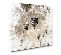 Taking a Hot Air Balloon Ride Watercolour Modern Canvas Wall Art Print Ready to Hang, Framed Picture for Living Room Bedroom Home Office Décor, 20x20 Inch (50x50 cm)