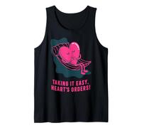 Taking It Easy Heart Cartoon Design Tank Top