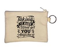 Taking It Easy Won't Get You Anywhere Key Chain Coin Purse Beige