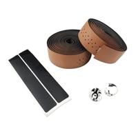 Takingup 1 Pair Retro PU Leather Bike Handlebar Grip Wraps Non-Slip Soft Breathable Mountain Bike Handlebar Tapes with Bar Plugs(Brown), Tape for Home Use