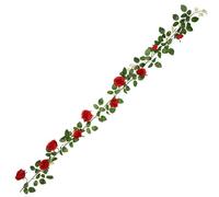 Takingup 20LED 6.5ft Artificial Flower Rose Vine String Lights, Battery Powered Rose Garland Plant Fairy Light for Valentine's, Red Flower String Lights