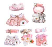 Takingup 4 Set Clothes for Stuffed Animals, for 12 Inch Plush Duck Kawaii Baby Doll Clothes with Watermelon Bunny Bear Themes Stuffed Animal