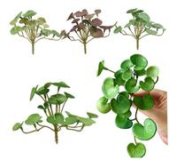Takingup 4Pcs Copper Coin Grass, Green Succulents Stems Aquatic Plants Artificial Copper Coin Grass Plants for Home Office Garden Decoration Plant
