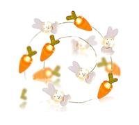 Takingup Battery-Operated Fairy Lights 20 LED Easter Bunny Carrot Fairy Lights Battery Operated String for Easter Basket Home Decoration