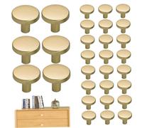 Takingup Cabinet Knobs 30Pcs 1.2x1 Aluminium Alloy Single Hole Replacement Round Pull Handle for Cabinets Drawers Dresser Gold - Silver Cabinet Knobs