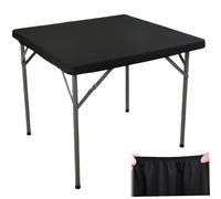 Takingup Card Table Cover, 34x34inch Square Tablecloths Elastic Card Table Tablecloth Stretch Cover Lightweight Black Tablecloth for Party Dinning Kitchen Home