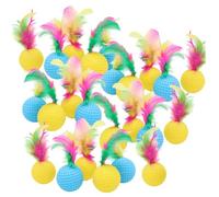 Takingup Cat Balls 24Pcs Cat Ball Toy 1.5 Inch Colorful Plastic Balls with Feathers Interactive Golf Sports Toys for Indoor Cats Play Random Color