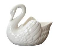Takingup Ceramic Swan, White Swan Planter Ceramic Vase with Drainage Hole for Succulents, Decorative Indoor & Outdoor Desktop Planter Home Decor