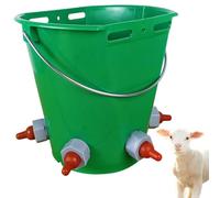 Takingup Feed Buckets, 8L Large Capacity Green Feed Bucket Livestock Milk Goat Feeder with Nipple, Sheep Feeder & Baby Bottle Bucket for Calves, Lambs, and Kids, 5 Mouth